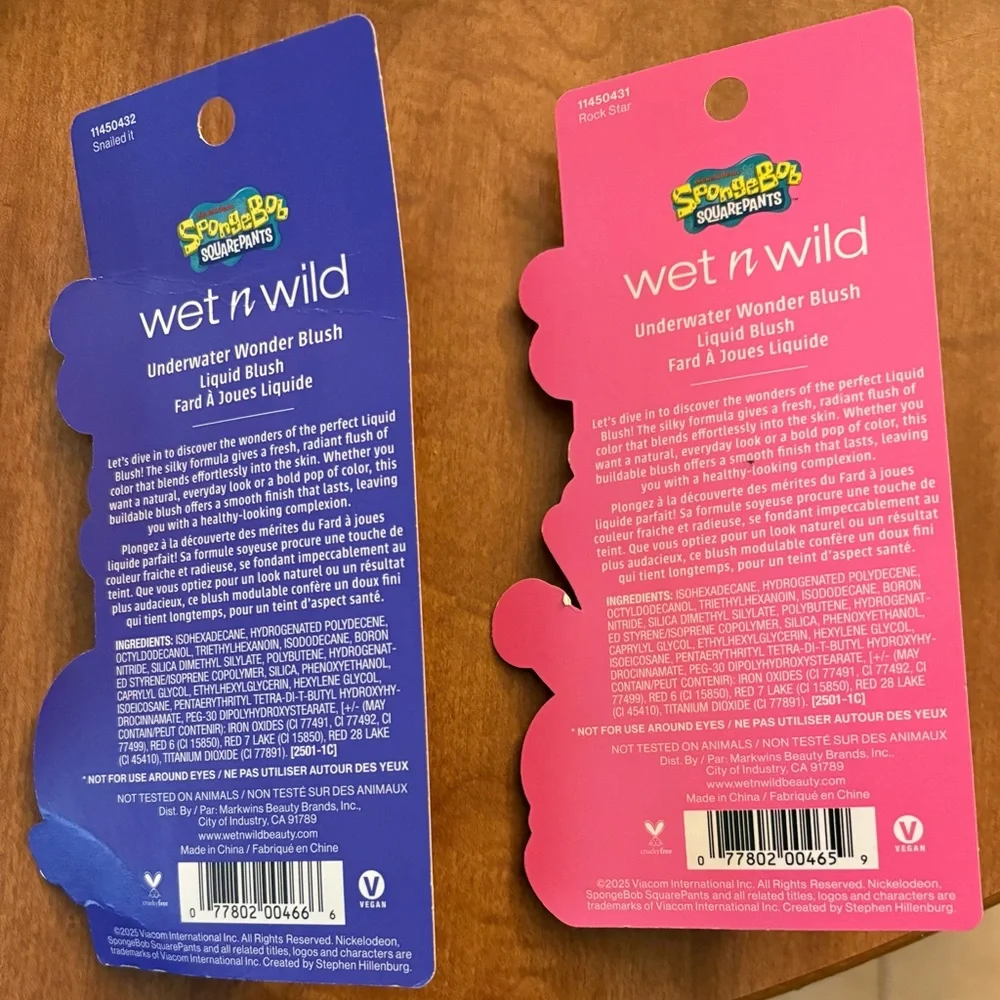 2-Pc Wet N Wild SpongeBob Underwater Wonder Liquid Blush Coral Pink NEW/SEALED
